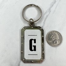 Silver Tone G Initial Letter Monogram Metal Keychain Keyring - £5.46 GBP