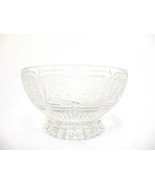 Vintage Etched Floral Smooth Rimmed Heavy Crystal Glass Bowl with Pedestal - £24.33 GBP