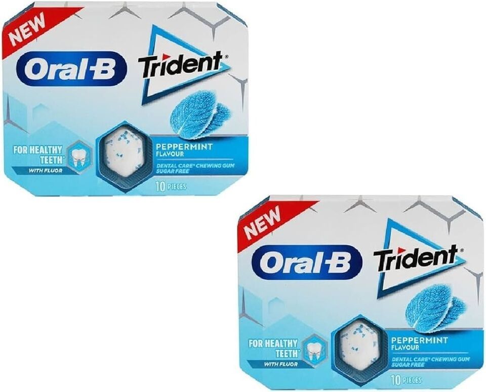 ORAL B TRIDENT DENTAL CARE PEPPERMINT FLAVOUR GUM X 6 Pack 60 Gum