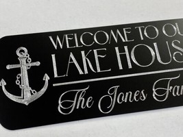Engraved Personalized Custom Lake House Home Diamond Etched Metal 12x4 Sign Gift - £17.55 GBP
