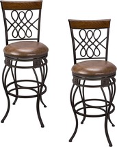 Kira Home Monarch I 30&quot; Swivel Bar Stool, Set Of 2, Old Steel Finish, Brown - £249.32 GBP