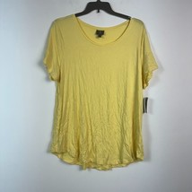 JM Collection Womens L Lemon Frost Yellow Round Neck Short Sleeve Top NWT BZ70 - £15.36 GBP