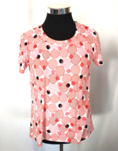 Anne Klein Blouse Womens Size Medium Pullover Red Pink White Black Abstract - £12.77 GBP