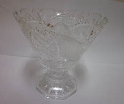 clear crystal fruit bowl  with stem 7&quot; wide 6.5&quot; tall - £11.87 GBP