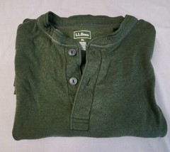 LL Bean River Driver 2-Layer Cotton Wool Henley Shirt Mens XL Green - £20.65 GBP