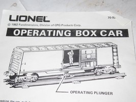 LIONEL - MPC  INSTRUCTIONS FOR OPERATING BOXCAR - GOOD  - SR57 - $2.37