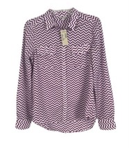 American Eagle Womens Shirt Size Small Purple Chevron Long Sleeve Button Down  - £14.82 GBP