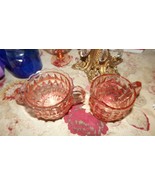 Vintage Jeanette Pink Depression Glass Sugar and Creamer Set Diamond Cut... - $260.77 MXN