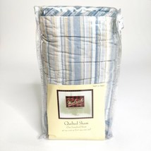 Woolrich Striped Standard Quilted Pillow Sham Blue White Gold 20 x 26 (1) - £15.78 GBP