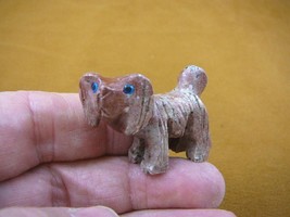 (Y-DOG-LL-14) gray red Lhasa Apso DOG small stone carving SOAPSTONE lap ... - £6.75 GBP