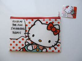 NWT Sanrio HELLO KITTY Red &amp; White Polka Dot Rectangle Pouch Bag, 8&quot; x 5.5&quot; - £6.49 GBP