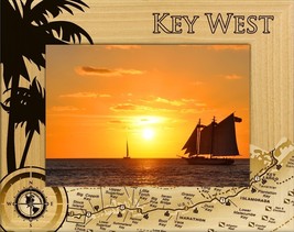 Key West Florida with Map Laser Engraved Wood Picture Frame Landscape (3... - $25.99