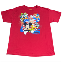 DISNEY Mickey Donald Goofy Pluto Red Flag Stars Stripes T-Shirt Men&#39;s Si... - $19.99