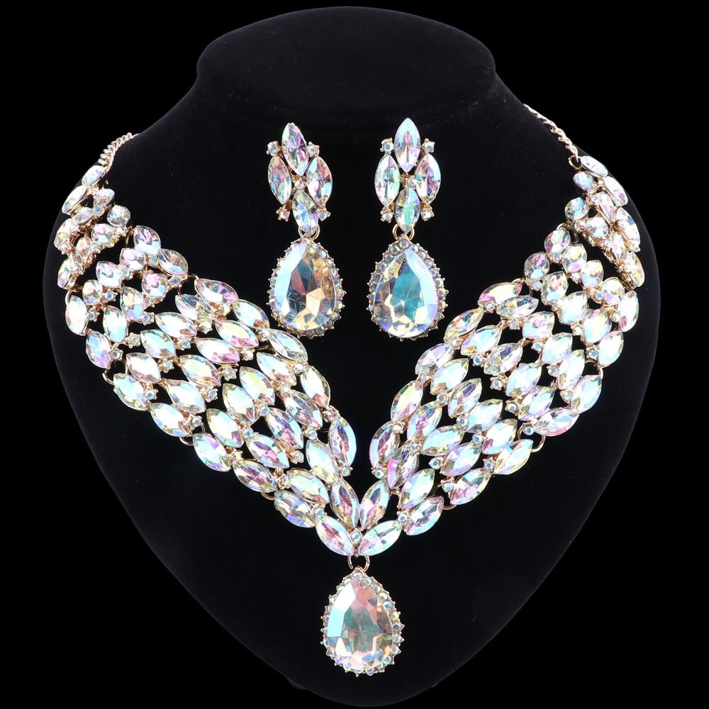 Primary image for Crystal Bridal Jewelry Sets Wedding Party Costume Accessory Indian Necklace Earr