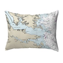 Betsy Drake Chesapeake Bay, VA Nautical Map Noncorded Indoor Outdoor Pillow - £42.72 GBP