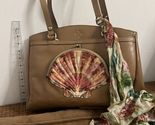 Patricia Nash Poppy Tote Leather w Seashells by the Seashore Scarf Tan N... - $116.97