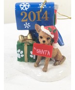 Danbury Mint 2014 Chihuahua Christmas Ornament brown Tan Dear Santa blue... - $19.20 CAD