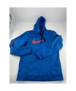 Nike Sweatshirt Mens Small Blue Hoodie Red Logo Pockets Dri Fit Athletic... - £16.00 GBP