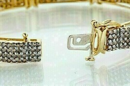 Homme Femmes Simulé Bracelet Rond 10 CT Diamant 7.5 &quot; 14k Jaune or Sur - £174.98 GBP