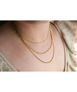 Layered Paperclip Chain Necklace, 3 Layered Gold Necklace, Dainty Gold N... - £13.72 GBP