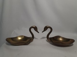 Pair Brass  Duck Goose Figurine Trinket Dish, Swan Holder Ashtray Soap D... - $20.08