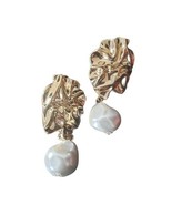 A New Day Womens Gold Nugget Faux Pearl Stone Drop Earrings Jewelry - £15.72 GBP