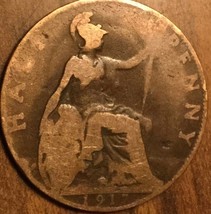 1917 Uk Gb Great Britain Half Penny Coin - £1.37 GBP