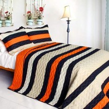 [Cross Of Changes ] 3PC Vermicelli-Quilted Patchwork Quilt Set (Full/Que... - £74.65 GBP