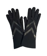 VTG Isotoner Black Thinsulate Gloves | Women's Medium | Chevron Grip Detail | Ma - $16.20