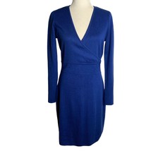 Marc New York Knit Sheath Dress M Blue V Neck Surplice Long Sleeve Knee ... - £29.17 GBP