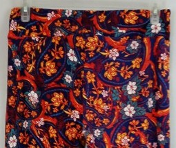 New LuLaRoe Tall &amp; Curvy Leggings Blue With Colorful Floral Paisley Designs - £12.12 GBP