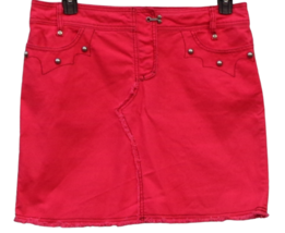 Parallel Red Western Mini Short Skirt Sz 12 Metal Studs Embellished 4 Pockets - $13.85