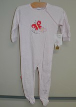 Kushies Organic Cotton Baby Girl Pink Butterfly Side Zipper Sleeper Footie 9M - $17.97