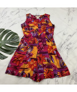 Expressions Womens Vintage 90s Romper Shorts Size M Purple Orange Floral... - €27,77 EUR