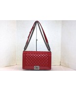 100% Authentic CHANEL Large Le Boy Handbag Red Quilted Calfskin Leather ... - $82,733.11 MXN