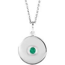 Sterling Silver Emerald Disc Necklace - £254.94 GBP