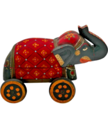 VTG Handmade Rolling Hinged Hand-Painted Wood Circus Elephant Trinket Box - $69.85