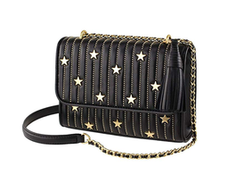 NWT Tory Burch Fleming Star-Stud Small Leather Convertible Shoulder Bag  Black - £300.60 GBP