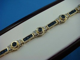 15CT Round Cut Simulated Sapphire 14k Yellow Gold Plated Tennis Bracelet - £134.12 GBP
