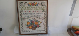Vintage Needlework Sampler, Hand Stiched,Colorful, Very Detailed, 1983 - £23.36 GBP