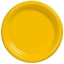 School Bus Yellow 10&quot; Plastic Dinner Plates 20 Per Pack Tableware Party Supplies - £12.69 GBP