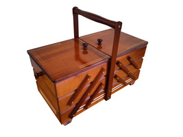 Huge sewing box from wood, light brown simple sewing caddy, handmade sewing box - £90.49 GBP