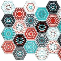 Dundee Deco PG7028 Multicolor Faux Hexagon Mosaic, 3.2 ft x 1.6 ft, PVC 3D Wall  - $9.79+