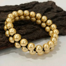Yellow Shell Pearl Gemstone 8 mm beads 7.5&quot; Stretch Bracelet 2SB-91 - £9.88 GBP