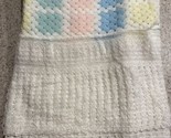 Vintage Baby Blanket White100% DuPont Orlon Acrylic Knit Crochet Handcra... - $19.94