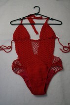 Beauty and the beach Sway Crochet One Piece Swimsuit RED XS-$105 - $32.27