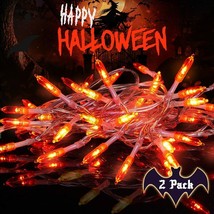 Orange Lights with 8 Modes, 26.2ft 50 Led Halloween String Lights, White Wire - £17.73 GBP