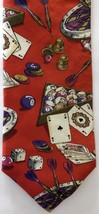 Halston Game Cards Darts Dice Pool Poker Silk Tie Hold Em Stud Monte Gam... - $23.75