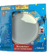 4  Sakura Snowman Debbie Mumm Dinner Plates In Original Box Snowmen - $34.99