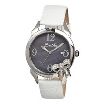 NEW Bertha BR2101 Women&#39;s Bow Collection Black Mother Pearl White Strap SS Watch - £61.82 GBP